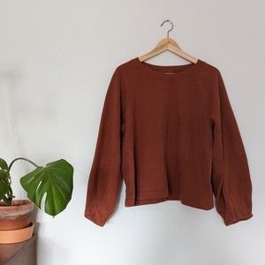 Abercrombie & Fitch Soft Collection Rust Balloon Sleeve Cropped Sweatshirt